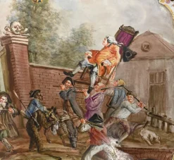 Girandole Bemalte Lille Porzellan Kandelaber Teller, 2 . Set