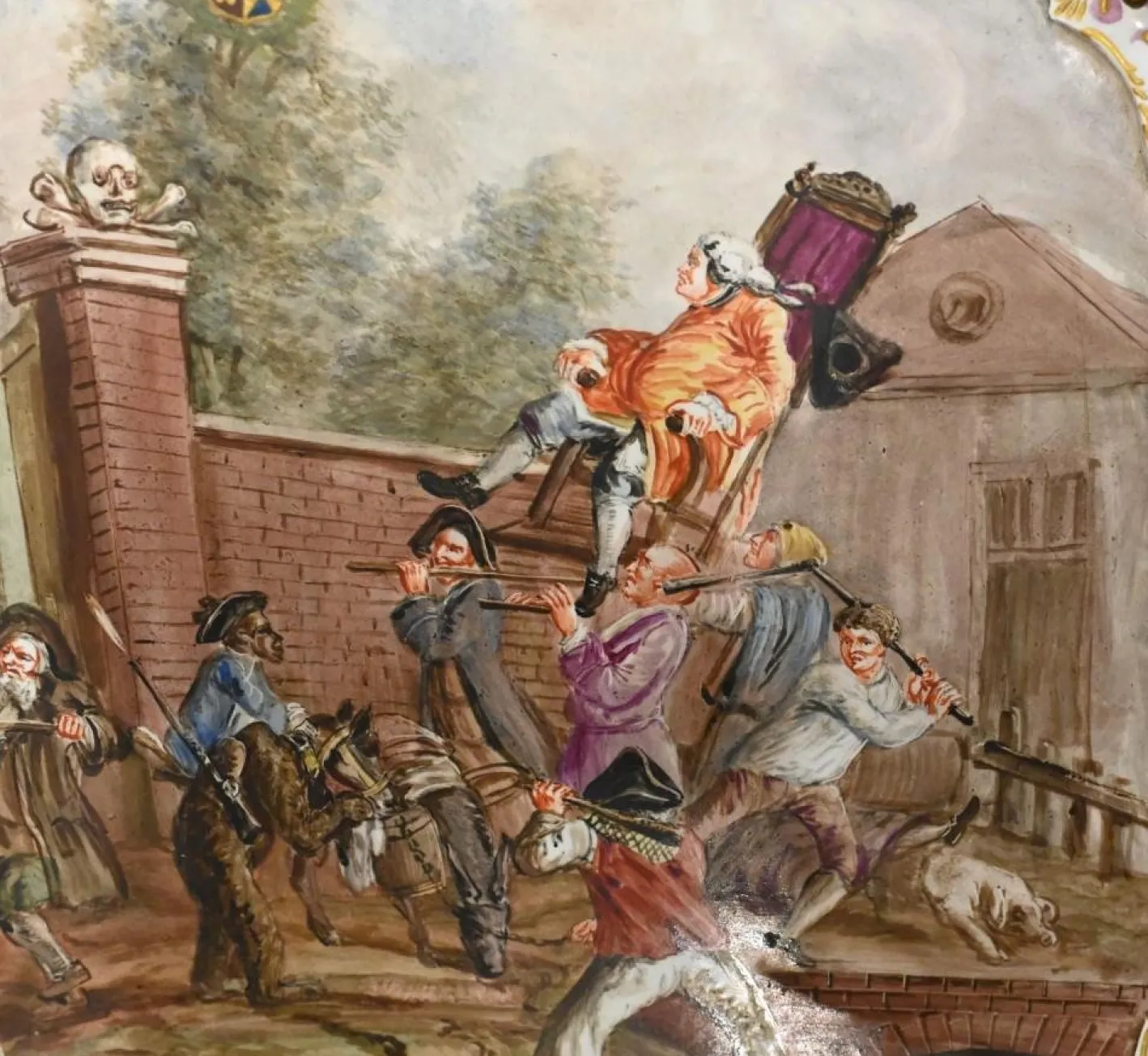 Girandole Bemalte Lille Porzellan Kandelaber Teller, 2 . Set