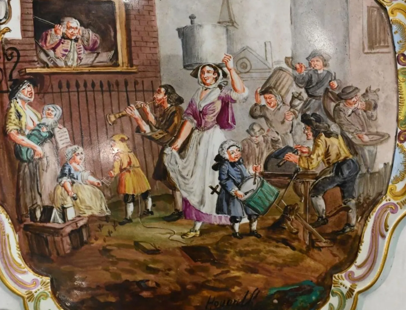 Girandole Bemalte Lille Porzellan Kandelaber Teller, 2 . Set