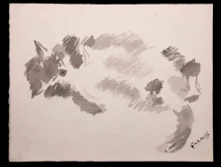 Giselle Halff, Katze, Original Aquarell, Mitte 20. Jh