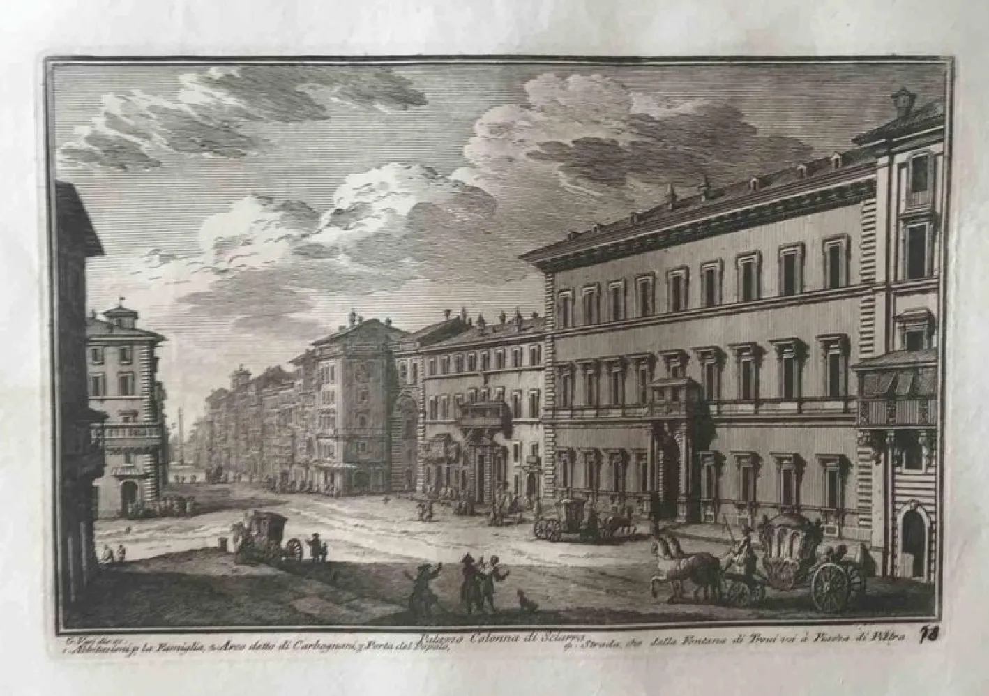 Giuseppe Vasi, Palazzo Colonna di Sciarra, Radierung, spätes 18. Jh