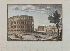 Giuseppe Vasi, Piazza di Colosseo, Original Radierung, 18. Jh.