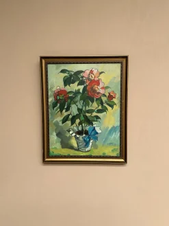 G. Källbom, Flower Motif in Pot, 1960s, Oil on Panel, Framed