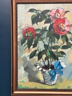 G. Källbom, Flower Motif in Pot, 1960s, Oil on Panel, Framed