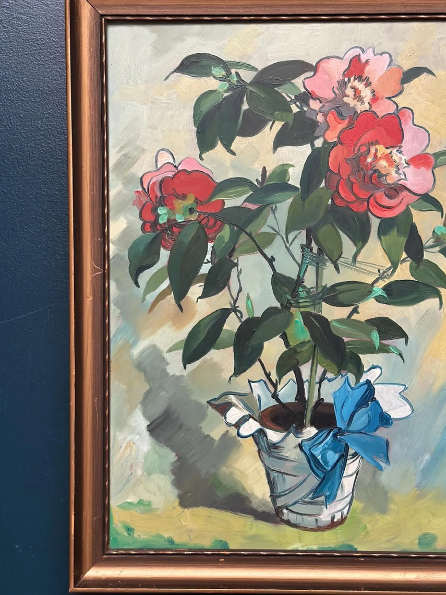 G. Källbom, Flower Motif in Pot, 1960s, Oil on Panel, Framed
