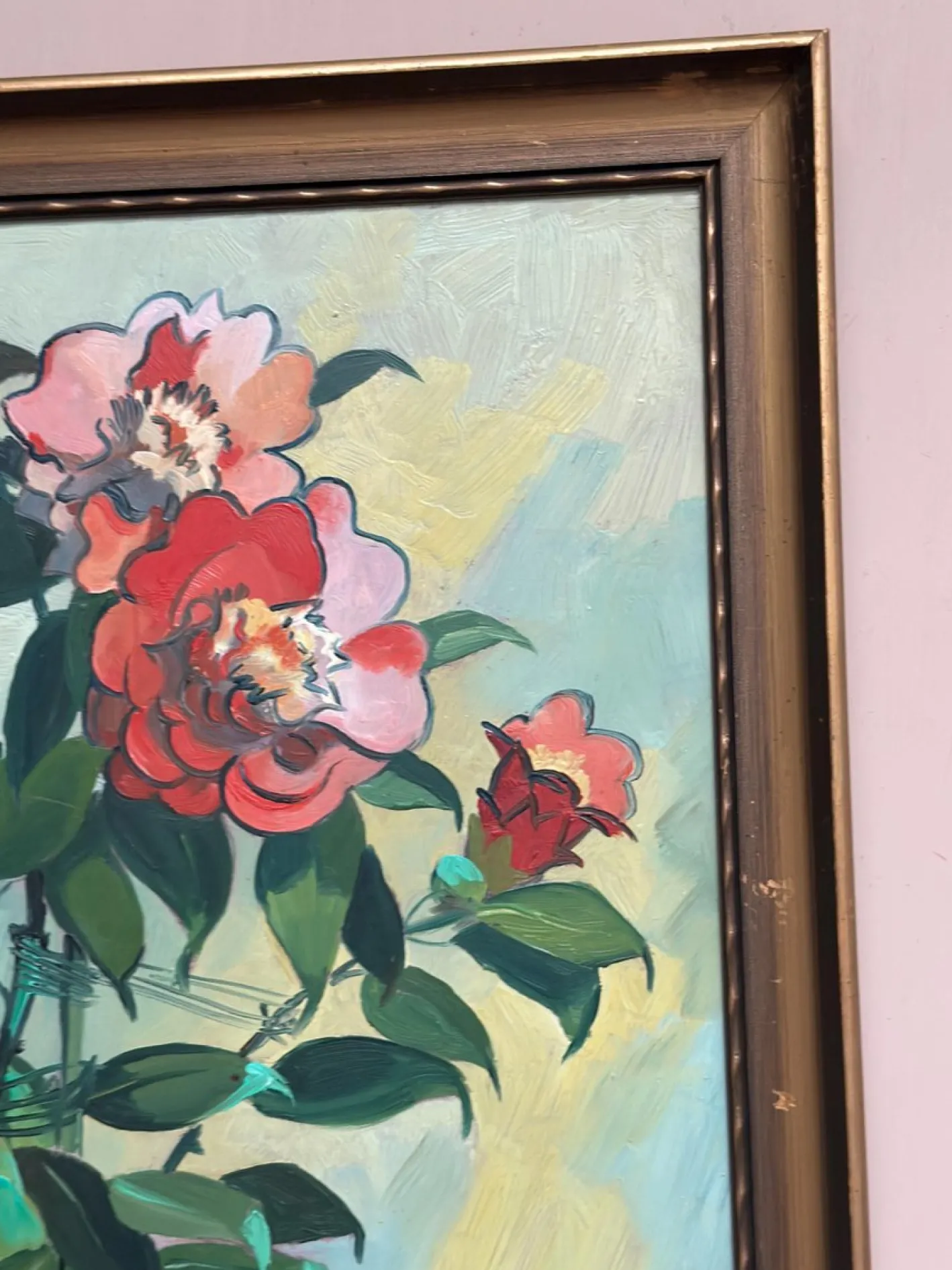 G. Källbom, Flower Motif in Pot, 1960s, Oil on Panel, Framed