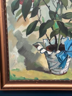 G. Källbom, Flower Motif in Pot, 1960s, Oil on Panel, Framed