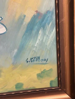 G. Källbom, Flower Motif in Pot, 1960s, Oil on Panel, Framed