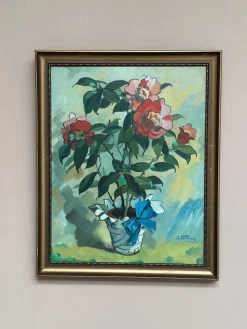 G. Källbom, Flower Motif in Pot, 1960s, Oil on Panel, Framed