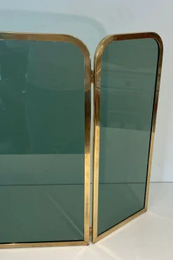 Glasfront mit Messingrahmen, 1970er