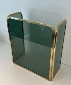 Glasfront mit Messingrahmen, 1970er
