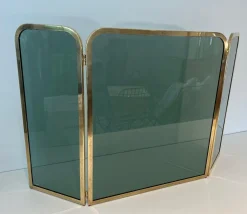 Glasfront mit Messingrahmen, 1970er