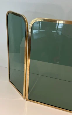 Glasfront mit Messingrahmen, 1970er