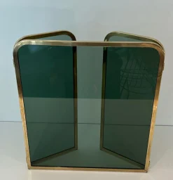 Glasfront mit Messingrahmen, 1970er