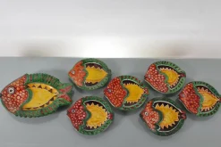 Glasierte Mid-Century Keramik Teller von De Simone, Italien, 1960er, 7 . Set