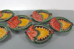 Glasierte Mid-Century Keramik Teller von De Simone, Italien, 1960er, 7 . Set