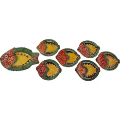 Glasierte Mid-Century Keramik Teller von De Simone, Italien, 1960er, 7 . Set