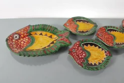 Glasierte Mid-Century Keramik Teller von De Simone, Italien, 1960er, 7 . Set