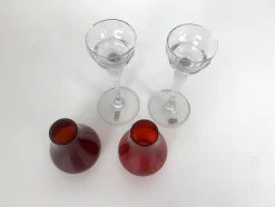Glas Kerzenhalter von Gunnar Ander für Lindshammar, Schweden, 1950er, 2er Set