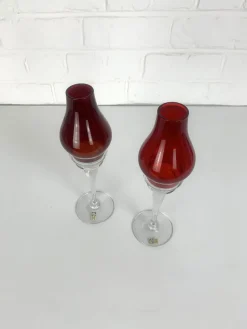Glas Kerzenhalter von Gunnar Ander für Lindshammar, Schweden, 1950er, 2er Set
