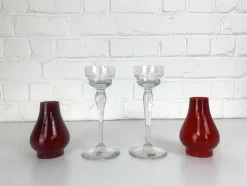 Glas Kerzenhalter von Gunnar Ander für Lindshammar, Schweden, 1950er, 2er Set