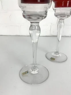 Glas Kerzenhalter von Gunnar Ander für Lindshammar, Schweden, 1950er, 2er Set