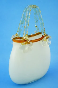 Glasvase in Taschenform von KI Bleikristall, 1970er