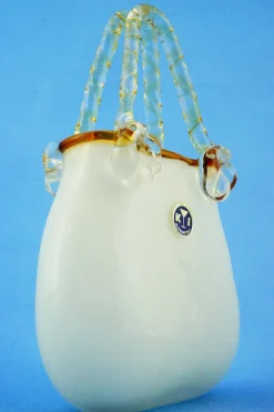 Glasvase in Taschenform von KI Bleikristall, 1970er