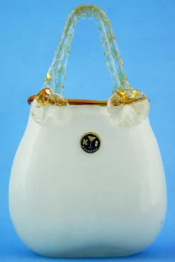 Glasvase in Taschenform von KI Bleikristall, 1970er