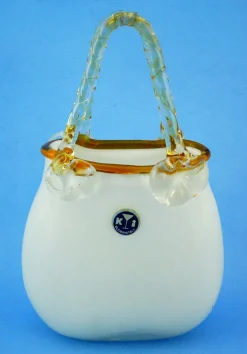Glasvase in Taschenform von KI Bleikristall, 1970er