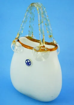 Glasvase in Taschenform von KI Bleikristall, 1970er