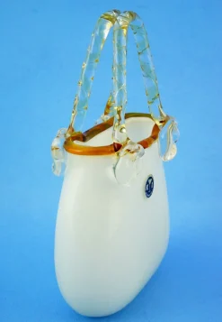 Glasvase in Taschenform von KI Bleikristall, 1970er