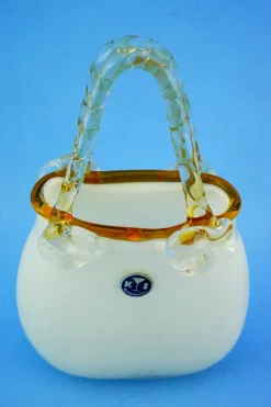 Glasvase in Taschenform von KI Bleikristall, 1970er
