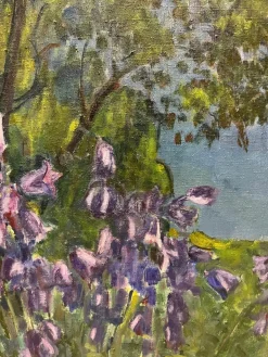Gleb Savinov, Bluebells in the Garden, White Nights, 1990er, Öl
