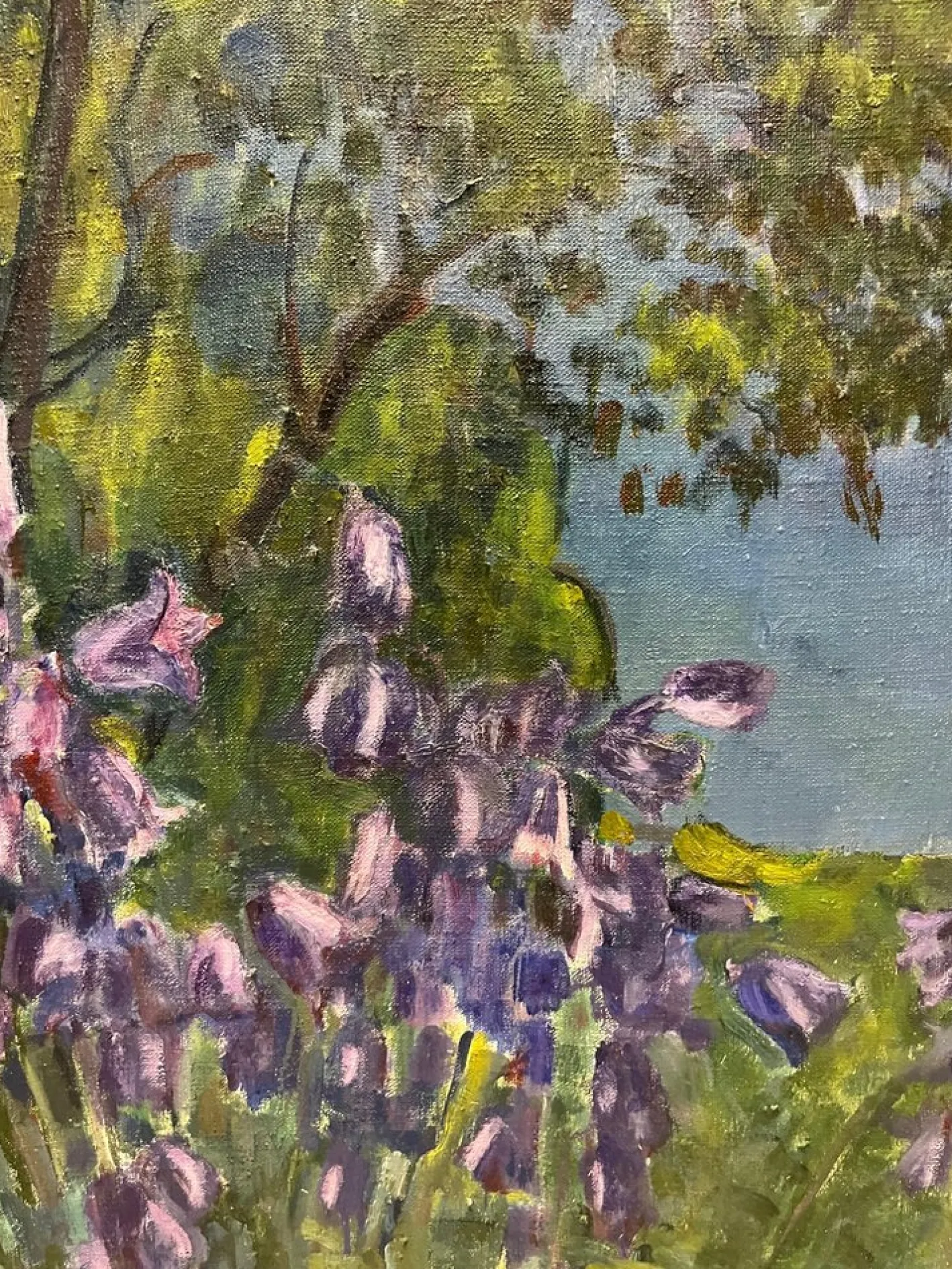 Gleb Savinov, Bluebells in the Garden, White Nights, 1990er, Öl