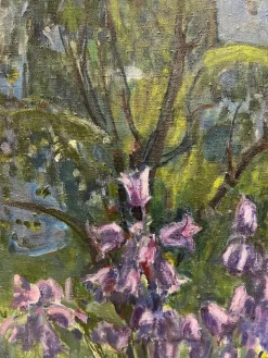 Gleb Savinov, Bluebells in the Garden, White Nights, 1990er, Öl
