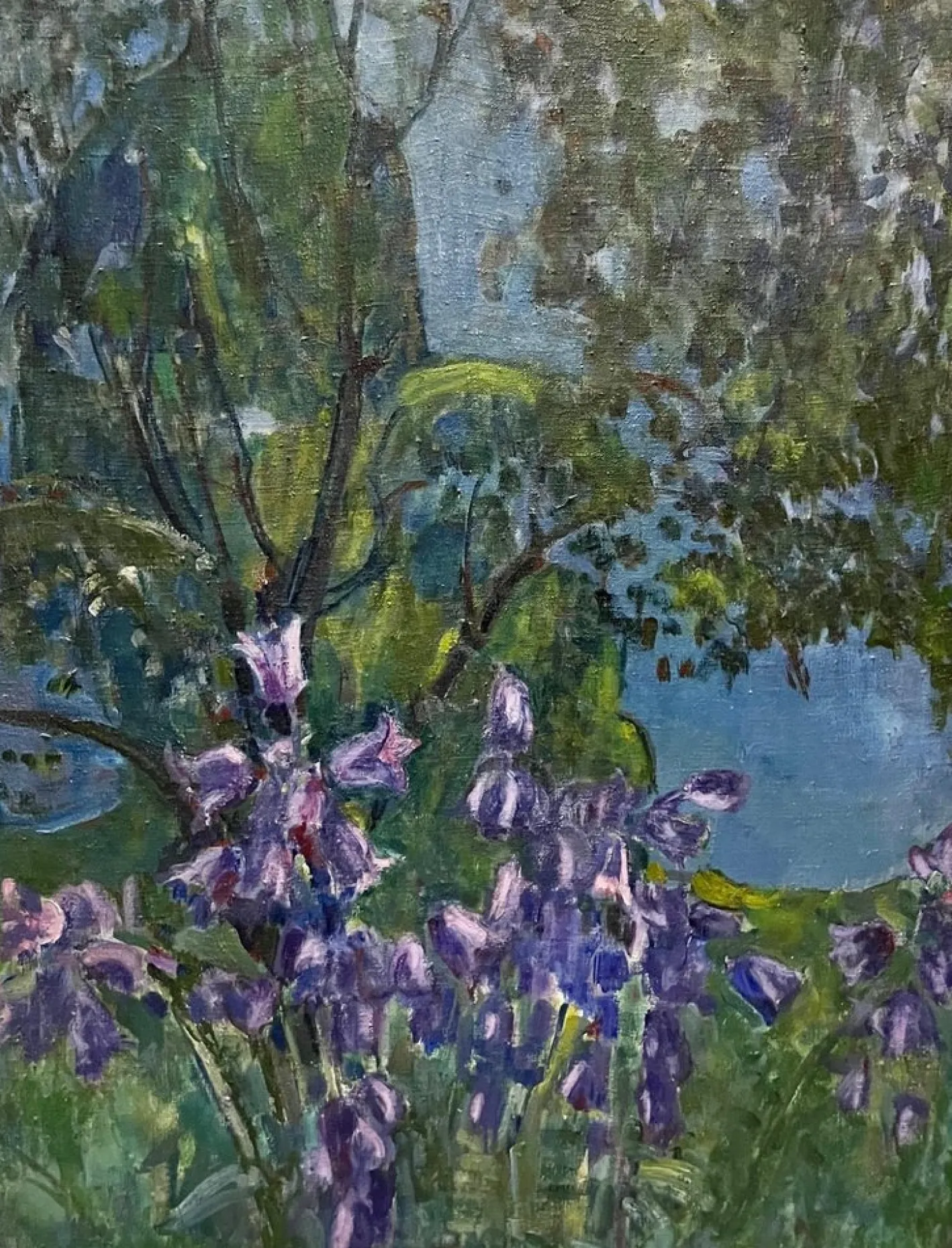 Gleb Savinov, Bluebells in the Garden, White Nights, 1990er, Öl
