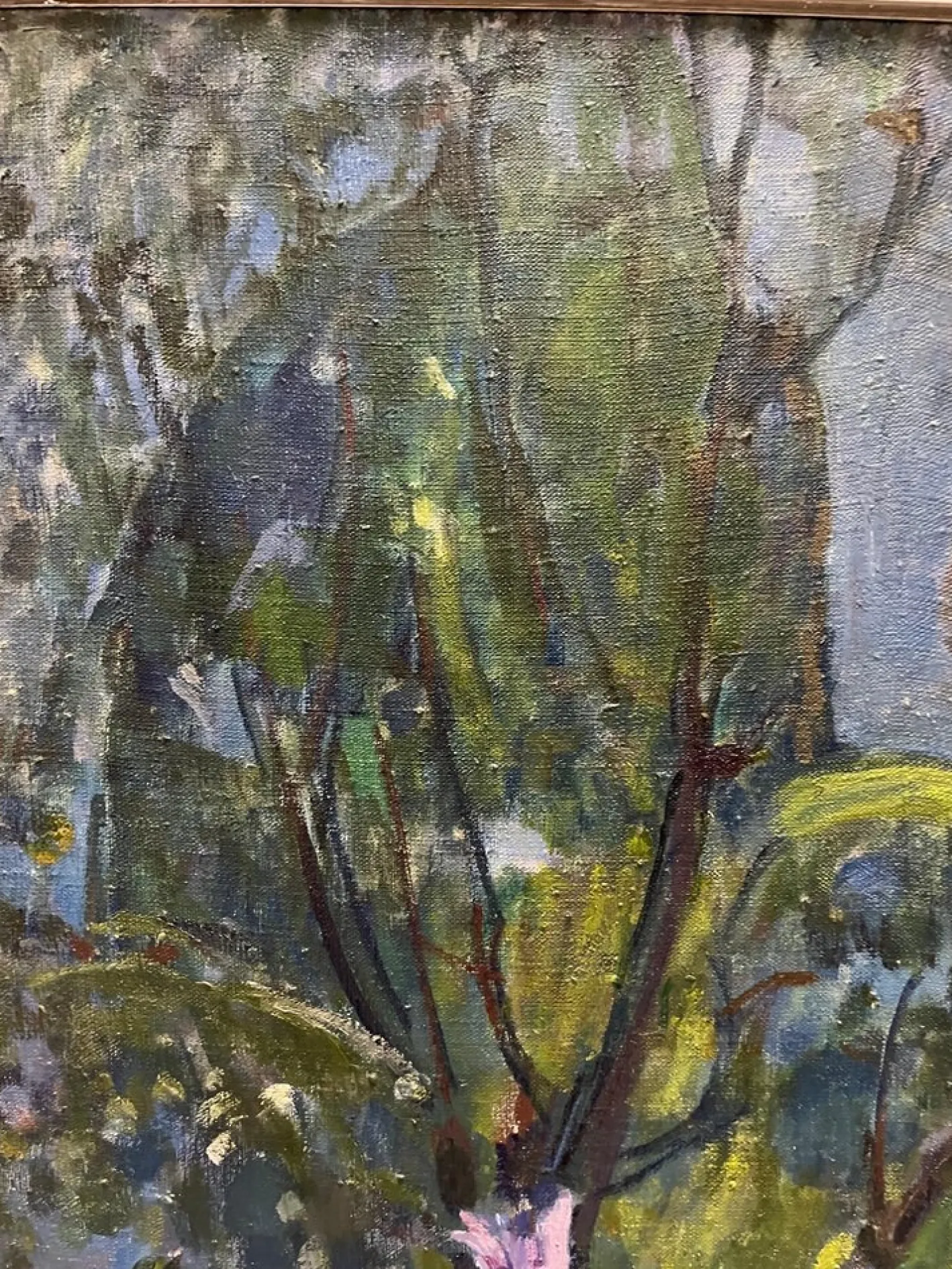 Gleb Savinov, Bluebells in the Garden, White Nights, 1990er, Öl