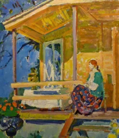 Gleb Savinov, Sunny Day in Dacia, 1990er, Öl auf Leinwand