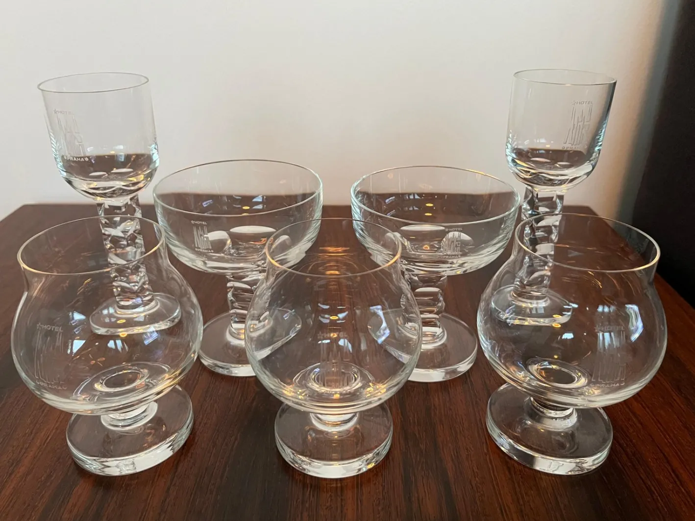 Gläser von Moser für Hotel Prag, 1970er, 7er Set
