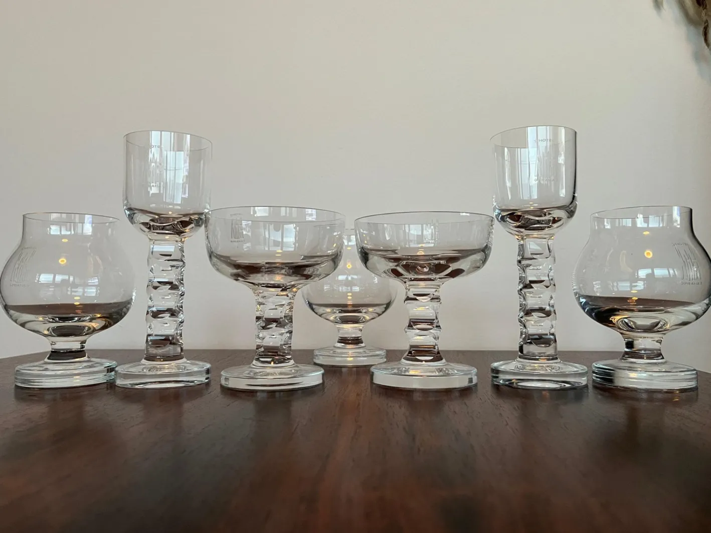 Gläser von Moser für Hotel Prag, 1970er, 7er Set