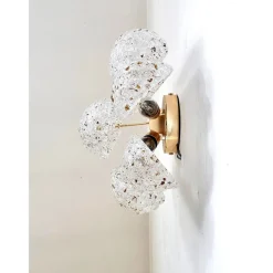 Goldene Italienische Wandleuchte mit Conchiglie Murano Glas von Simoeng für Simoeng