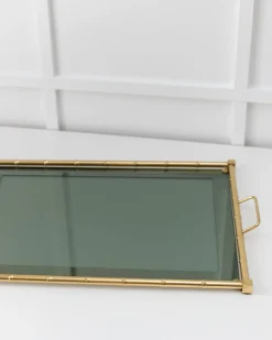 Goldenes Vintage Hollywood Regency Bambus Tablett, 1960er