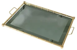 Goldenes Vintage Hollywood Regency Bambus Tablett, 1960er