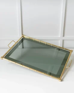 Goldenes Vintage Hollywood Regency Bambus Tablett, 1960er