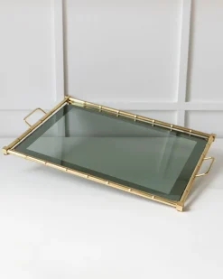 Goldenes Vintage Hollywood Regency Bambus Tablett, 1960er
