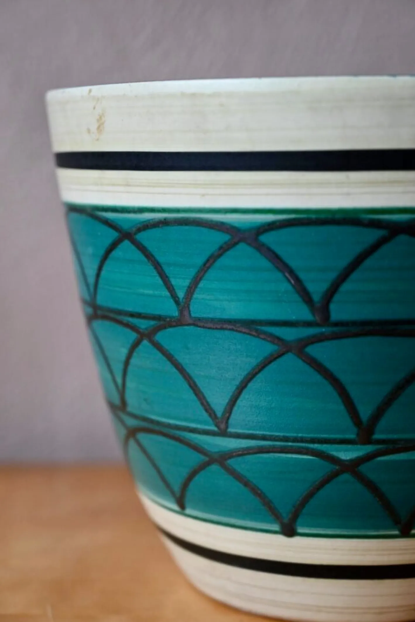 Grafischer grüner Keramik Pot Cache von Scheurich, 1970er