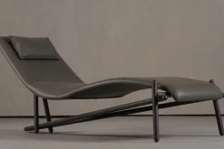 Graue Donovan Chaiselongue aus Leder von Giuseppe Vigano für Cattelan, Italien, 2000er