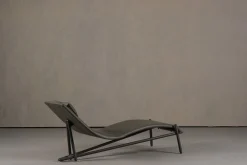 Graue Donovan Chaiselongue aus Leder von Giuseppe Vigano für Cattelan, Italien, 2000er