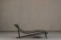 Graue Donovan Chaiselongue aus Leder von Giuseppe Vigano für Cattelan, Italien, 2000er